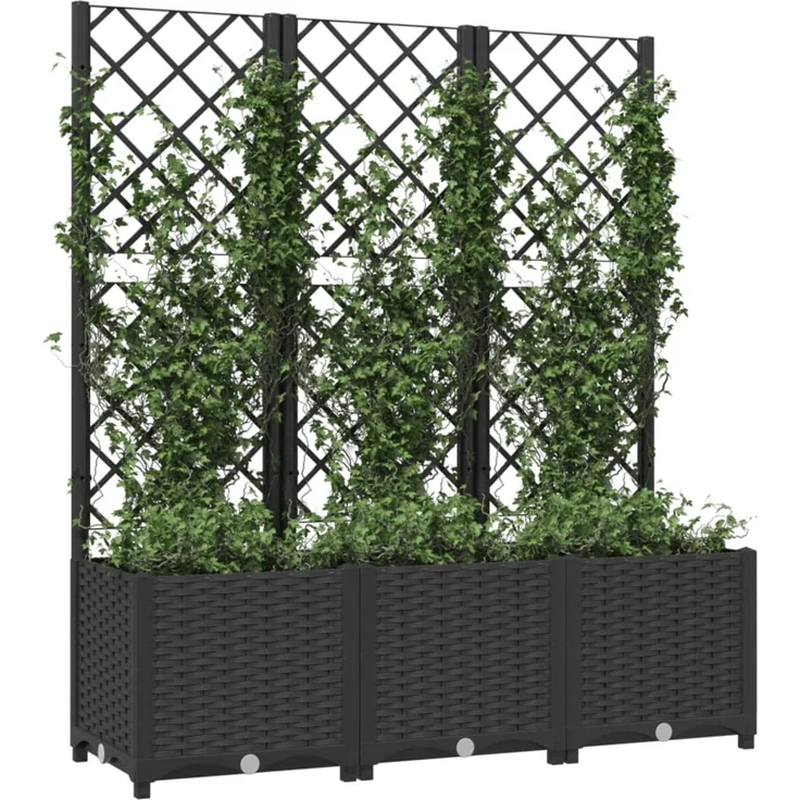 vidaXL Garten-Pflanzgefäß mit Spalier Schwarz 120 x 40 x 136 cm PP 318273 – Bild 2