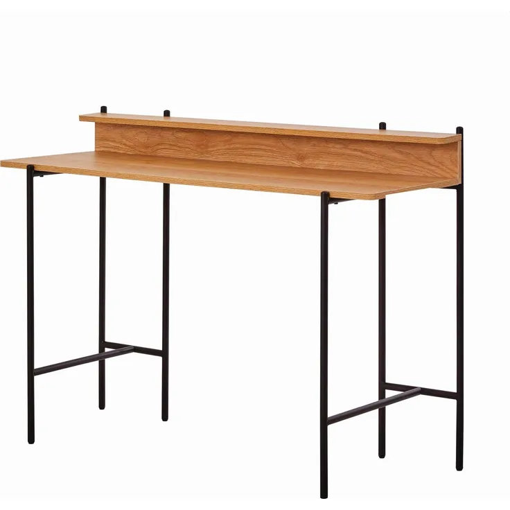 Schreibtisch, MDF/Metall Natur/Schwarz, 120 x 46 x 85,5 cm
