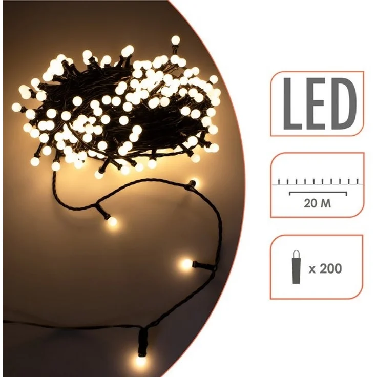 Spetebo LED-Lichterkette für Außen mit 200 mini Kugeln - 20 m -, 200-flammig, mit Dimmer und Timer – Bild 3