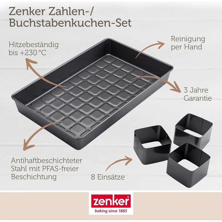 Zenker Springform Backform-Set für Zahlen und Buchstaben, Kuchenformen, 9-teilig – Bild 3