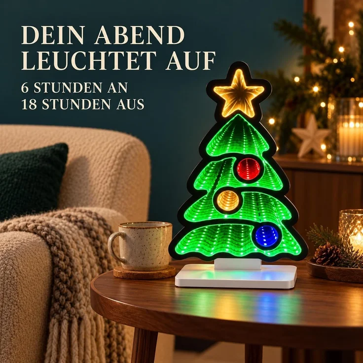 LED Infinity Spiegel Tannenbaum 28 cm mit Timer, bunte Weihnachtsdeko innen – Bild 6