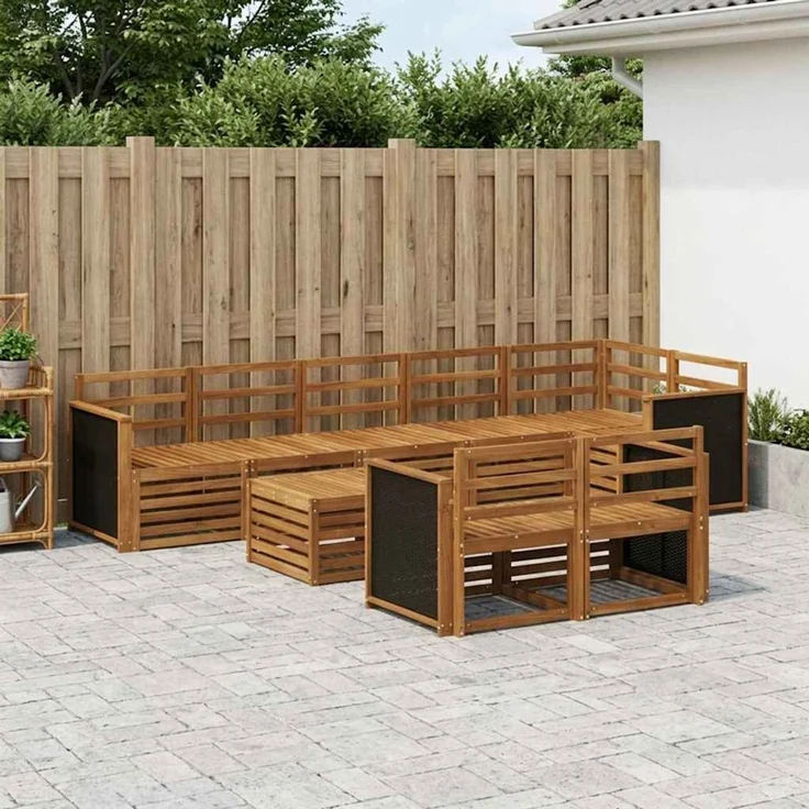 vidaXL Outdoor-Sofagarnitur 8 stk. 8-Sitzer Natur Massivholz Akazie 3384520 – Bild 1