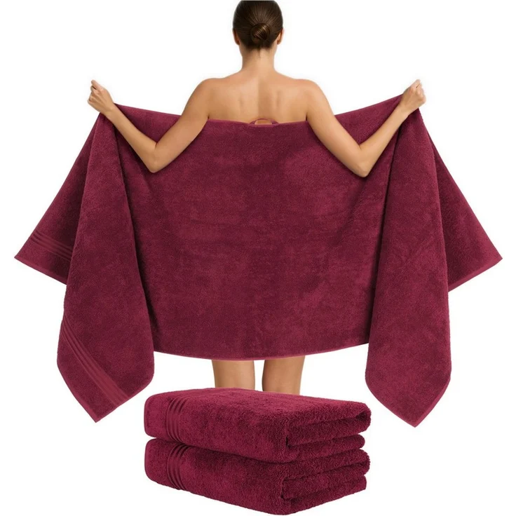 Hammetex 2er Set Extra Große Badetücher – 80x200 cm, 500 GSM, 100% Baumwolle – Weich & Saugfähig – Luxuriöse Große Spa-Handtücher, Bordeauxrot – Bild 2