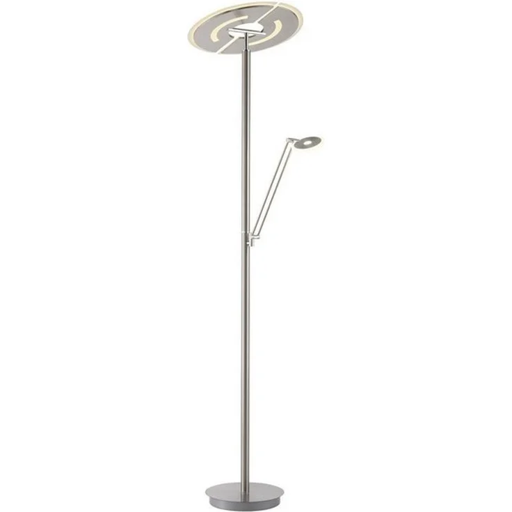 MONDO LED Deckenfluter RIMO, 2-flammig, Silbergrau, Stahl, mit Lesearm, Anpassung der Farbtemperatur, Dimmfunktion, LED fest integriert, Extra-Warmweiß, Neutralweiß, Touchsensor, B 62 x H 200,3 x T 44 cm – Bild 4
