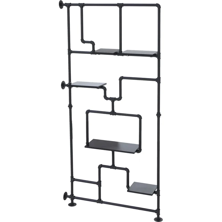 Raumteiler mit Regal HWC-P10, Wohnregal Ablageregal, Industrial Metall Melamin MVG 203x100x20cm ~ schwarz – Bild 9