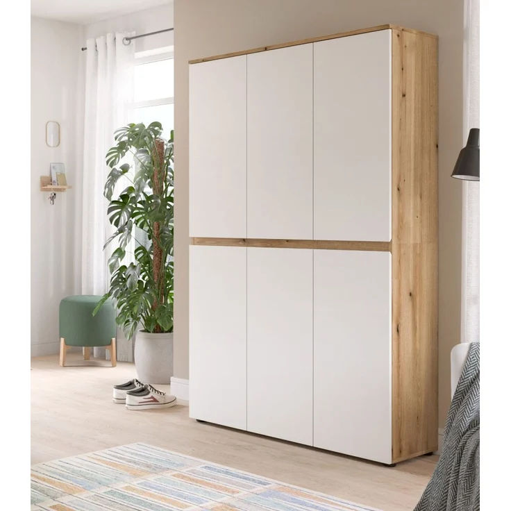 Mehrzweckschrank Assino in weiß und Eiche 105x175 cm – Bild 5
