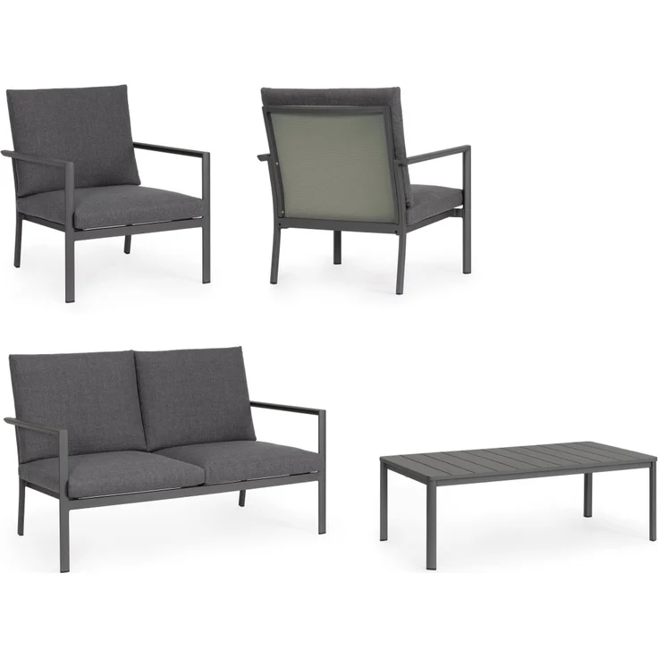 Garten-Set Ronoko aus Aluminium und Olefin-Gewebe, modern, anthrazit, 4-teilig für Outdoor – Bild 6
