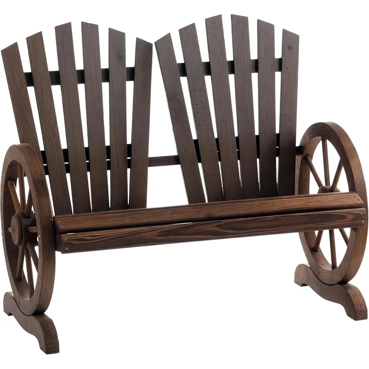 Outsunny Bank Gartenbank im Wagenrad-Design