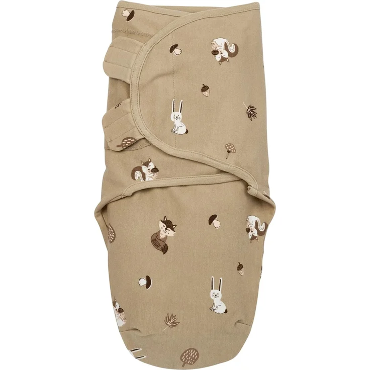 Meyco Baby Pucksack - 4-6 Monate - Pucktuch Swaddle für Neugeborene - 100% Baumwolle - Oeko Tex Zertifiziert - weicher Schlafkomfort - atmungsaktiv & feuchtigkeitsabsorbierend - Animals - Sand