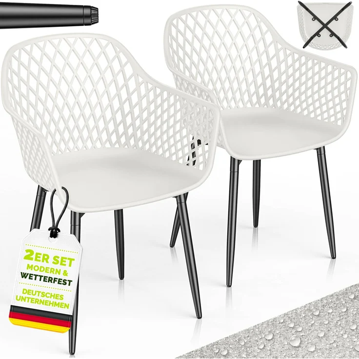 tillvex® Gartenstuhl 2er Set Wetterfest mit Armlehne | Outdoor Stühle bis 120kg belastbar | Gartenstühle UV-beständig | Terrassenstuhl Gartenmöbel Terrasse Balkon Outdoor Garten – Bild 6