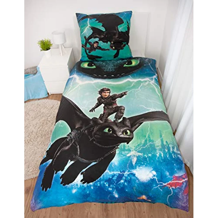 Herding DREAMWORKS DRAGONS Bettwäsche-Set, Wendemotiv, Bettbezug 140x200 cm, Kopfkissenbezug 70x90 cm, Baumwolle/Renforcé – Bild 5