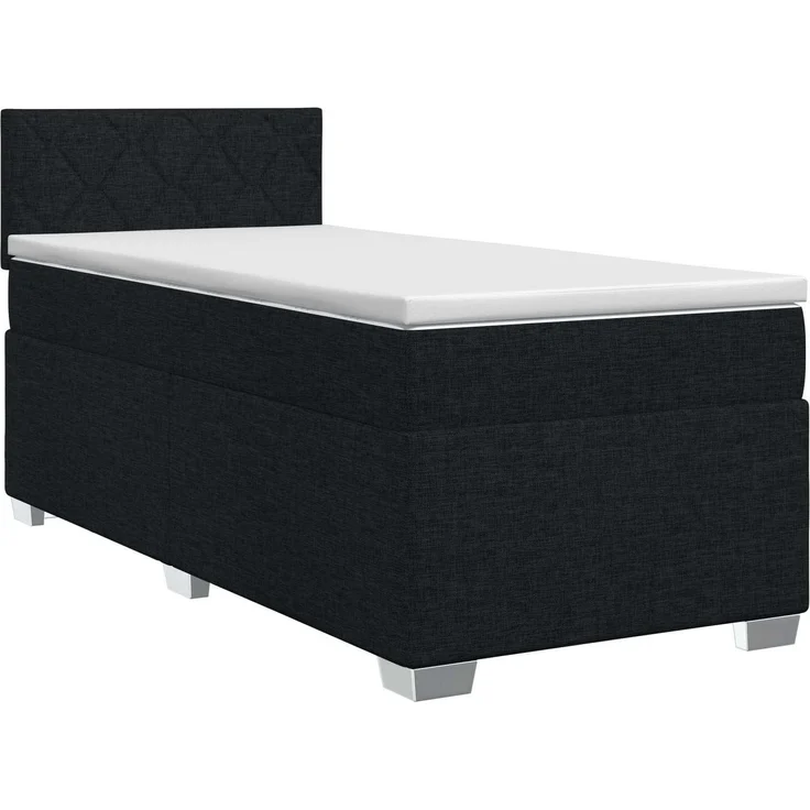 vidaXL Boxspringbett mit Matratze Schwarz 90 x 200 cm Stoff 3450399 – Bild 2