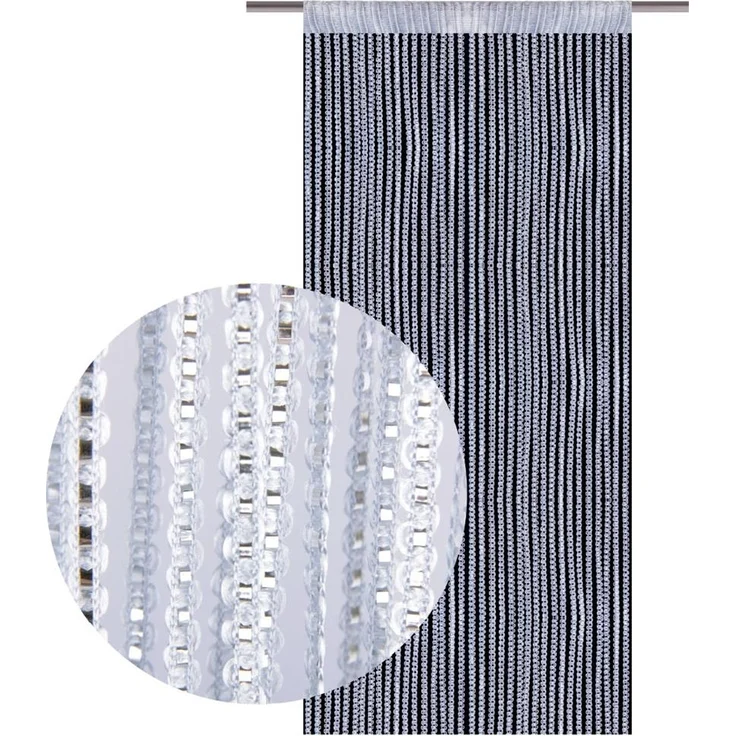 Arsvita Fadenvorhang Metallik-Optik mit Stangendurchzug, Türvorhang 140x250cm (Silber) – Bild 2