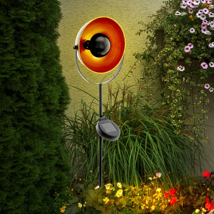 2er Set LED Solarleuchte, Erdspieß, Stahl, schwarz-orange, Höhe 61 cm – Bild 8