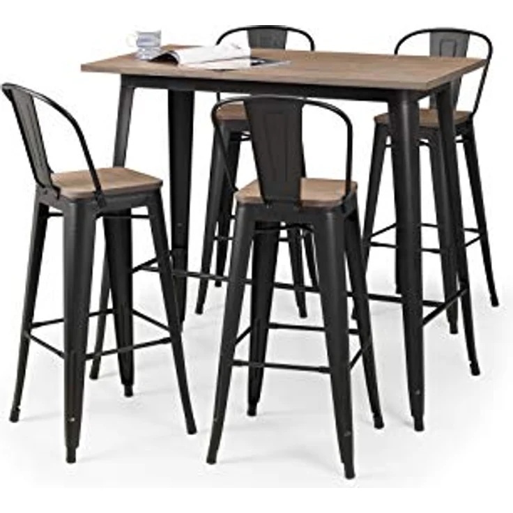 Julian Bowen Grafton Bartisch, Ulmenholz Mokka/Schwarz, Höhe: 106, Breite: 120, Tiefe: 60 cm – Bild 7