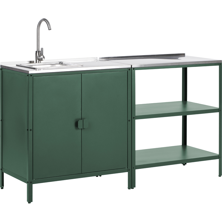 Outdoor-Küche 2er Set mit Spüle VILAMA Metall Grün