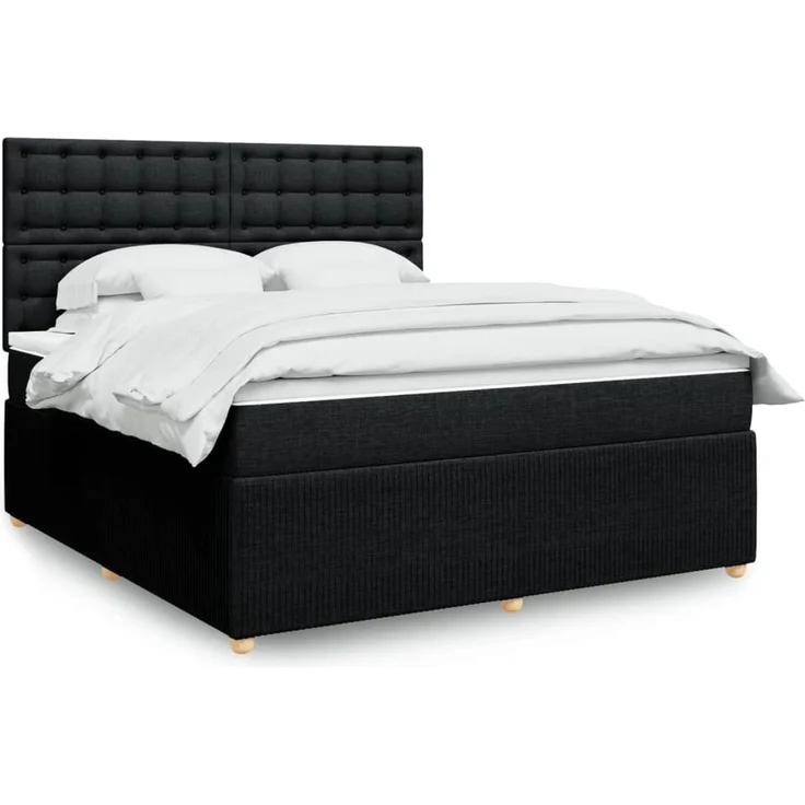 vidaXL Boxspringbett mit Matratze Schwarz 180x200 cm Stoff 3294451 – Bild 1
