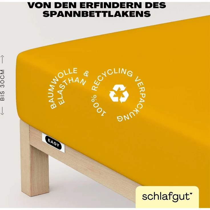 Schlafgut 'Easy' Spannbettlaken, MADE IN GREEN by OEKO-TEX®, Gummizug: rundum, Jersey Elasthan, Yellow Deep, S 90x190cm - 100x220cm – Bild 3