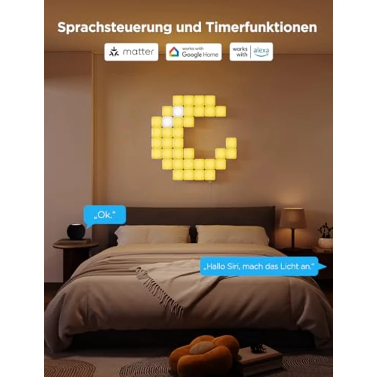 Govee Mini-Panelleuchten, LED-Wandpaneele, RGBIC, Matter/Alexa/Google Assistant, Musiksync, 20er-Pack – Bild 5