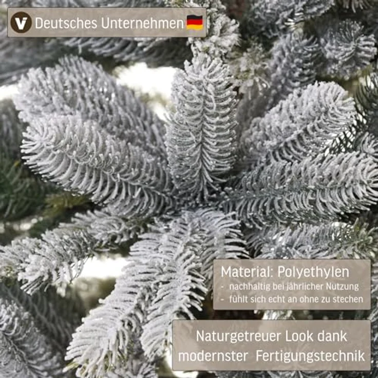 VIVANNO Künstlicher Weihnachtsbaum Künstlicher Weihnachtsbaum Premium Nordmanntanne mit Schnee 150 cm, Nordmanntanne – Bild 7