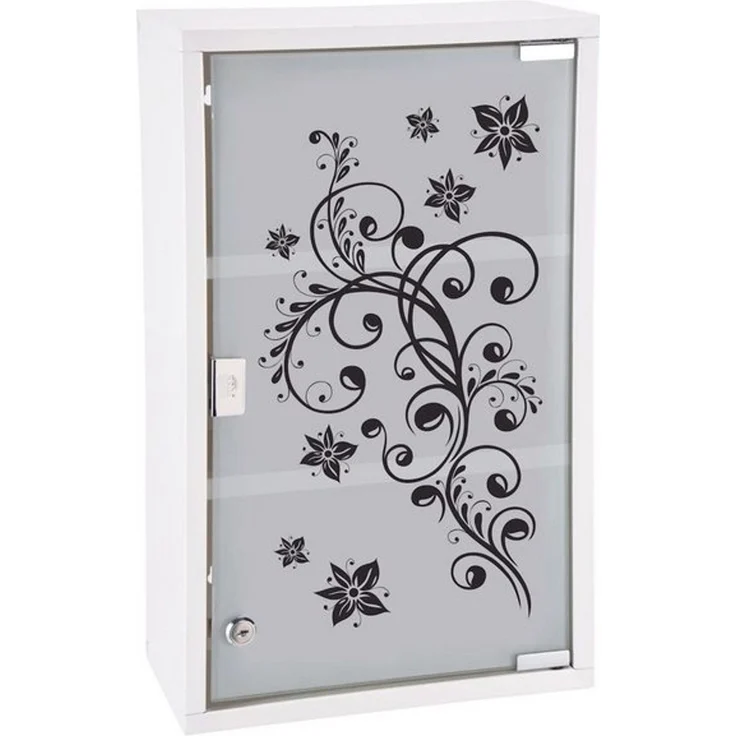 Spetebo Medizinschrank XXL Metall Medizinschrank Glastür weiß - 50x30 cm (Komplett-Set, 1-St, Schrank + Schlüssel) Abschließbar, Tablettenschrank, Medikamentenschrank – Bild 2