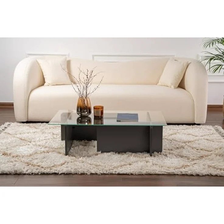 Dmora Couchtisch Itri 105x65x30h cm Schwarz, mit Zeitungsablage – Bild 5