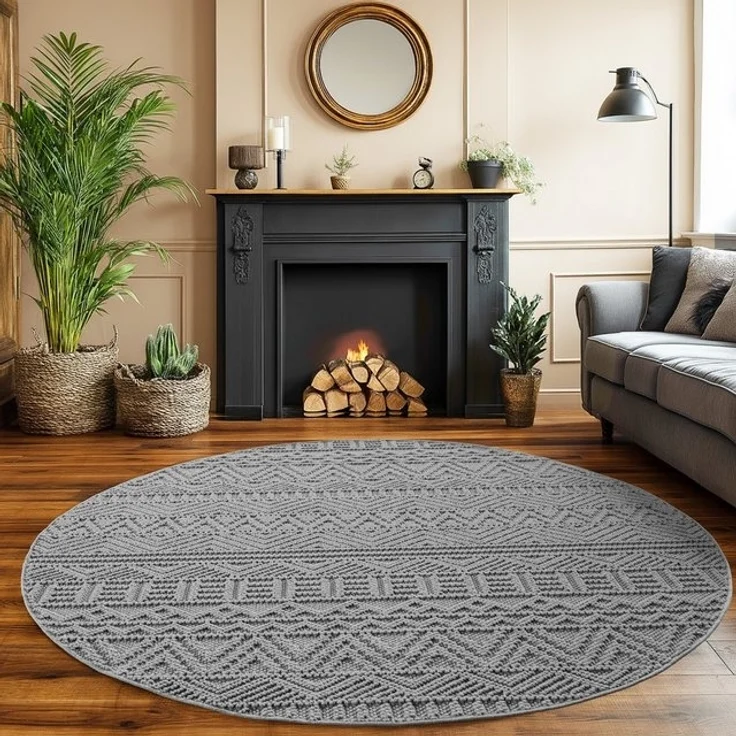 SIMPEX24 Designteppich Einfarbig Boucle Loop, Rechteckig, Höhe: 7 mm, Teppich Wohnzimmer, Schlafzimmer, Gästezimmer – Bild 4