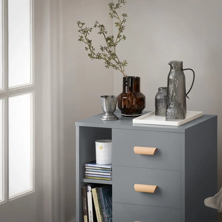 SoBuy FBT95-HG Nachttisch, MDF, Lackiert, Grau, 45 x 60 x 35 cm – Bild 4