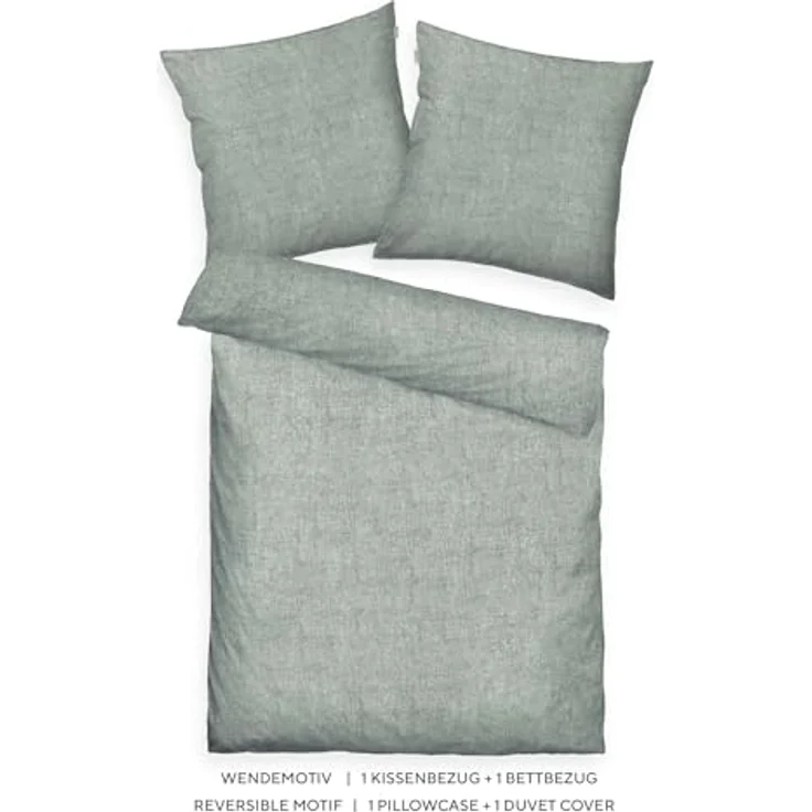 TOM TAILOR HOME Bettwäsche WOVEN MELANGE in Gr. 135x200cm oder 155x220cm, Flanell, 2 teilig, new bedroom, Doppelnaht am Kissen, gewebtes Label – Bild 3