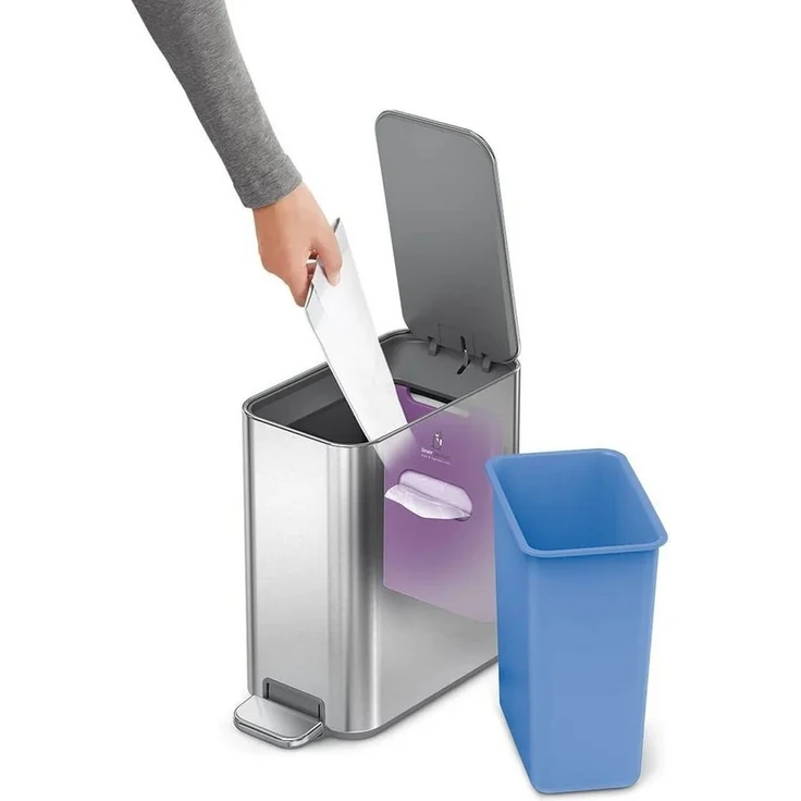 simplehuman Mülleimer Schmaler Treteimer 5 l Gebürsteter Edelstahl – Bild 2