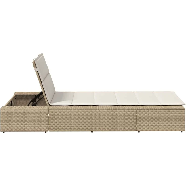 vidaXL Sonnenliege mit schwebender Auflage Beige Poly Rattan 4104206 – Bild 6