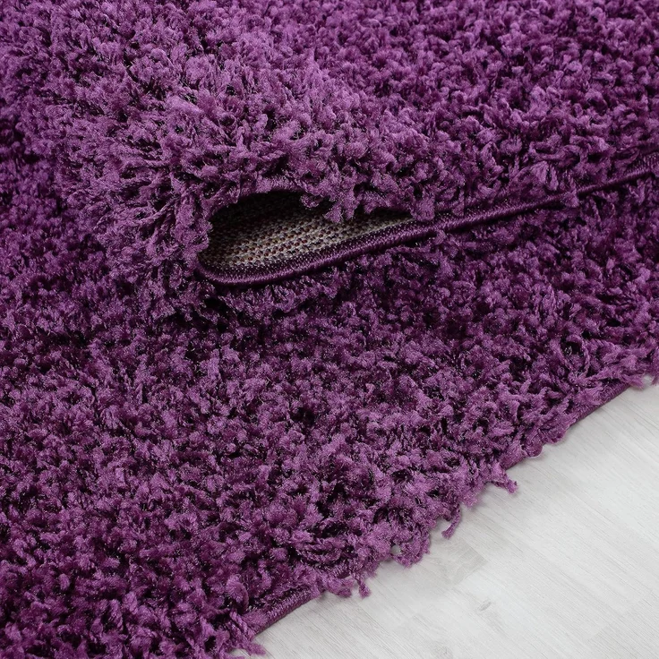 HomebyHome Hochflor Wohnzimmer Teppich 120x170 cm Einfarbig Lila Teppich Langflor Shaggy Modern Teppich für Schlafzimmer, Pflegeleicht Flauschig Weich Rechteckig Kleiner Teppich – Bild 4