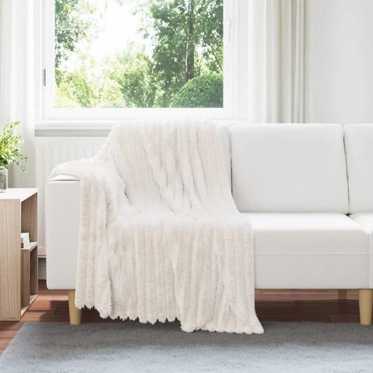 vidaXL Überwurfdecke Creme 150 x 130 cm Fleece 42016853 – Bild 1