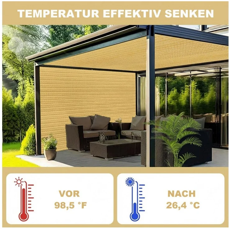 LMaxhome Sonnensegel Sichtschutz Balkon Windschutz mit Ösen UV-Schutz HDPE wetterfest – Bild 3
