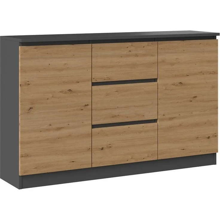 ibonto ECKKOMMODE ANTHRAZIT / ARTISAN EICHE 40x120x75cm (H 75 x T 40 x B 120 cm) – Bild 1