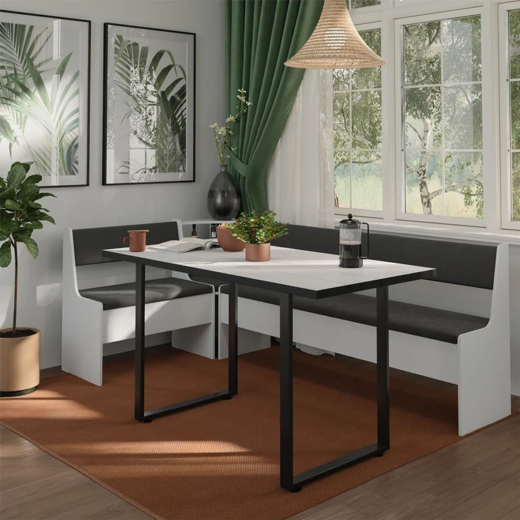 Eckbankgruppe Roman Weiß 120.1x210.1 cm Vicco – Bild 3