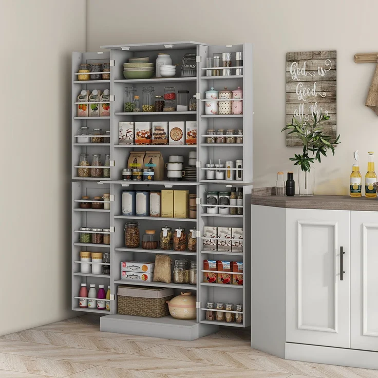 MELAYR, Moderner Küchenbuffet-Schrank 60 x 35 x 166 cm Grau – Bild 4
