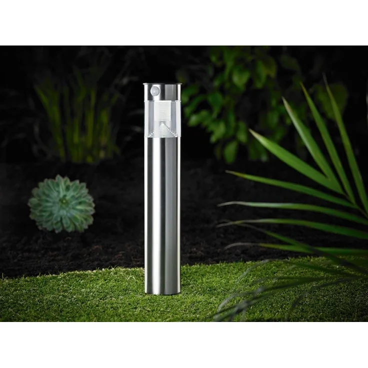 MeLiTec Solar Gartenleuchte rund/ eckig mit Bewegungsmelder, Edelstahl silber / anthrazit : Edelstahl matt : Eckig – Bild 9
