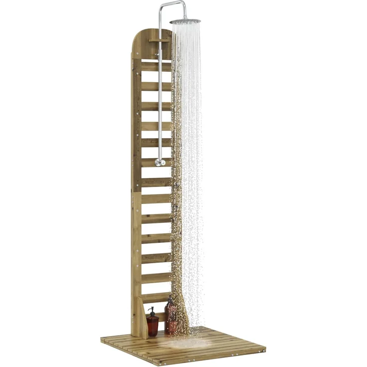 vidaXL Gartendusche 223 cm Imprägniertes Kiefernholz und Edelstahl 886331 – Bild 3