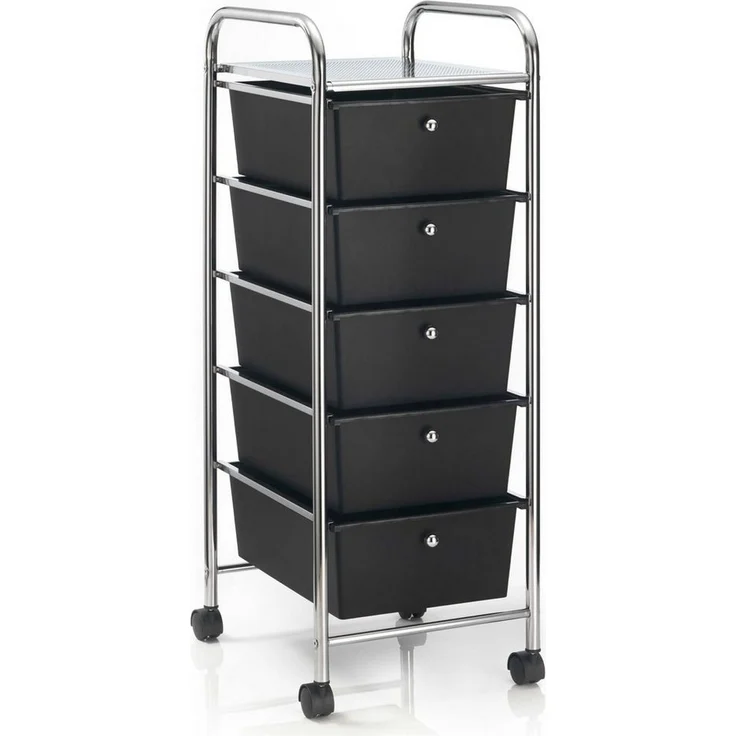 IDIMEX Beistellwagen GINA, Rollcontainer Friseurwagen Metall Kosmetik Badregal 5 Schubladen schwa – Bild 2