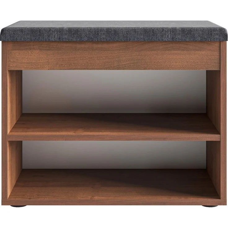 KOMTO Schuhschrank Schuhbank mit Sitzfläche Schuhregal Bank Sitzbank Flur Bank Sofia Nussbaum 60 x 48 x 32 cm – Bild 2