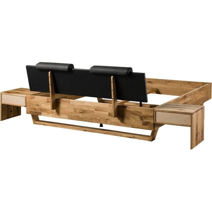 Bett inkl. Nachttische und Kopfteilkissen anthrazit Wildeiche 160x200 natur geölt/lackiert KITZBÜHEL #169 – Bild 10
