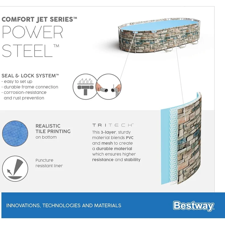 Bestway Pool-Set Power Steel Comfort Jet Series Oval 610x366x122 cm 92855 – Bild 18