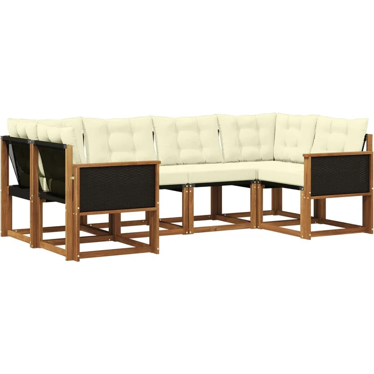 vidaXL Outdoor-Sofagarnitur 6 stk. 6-Sitzer Natur und Creme 3382166 – Bild 2
