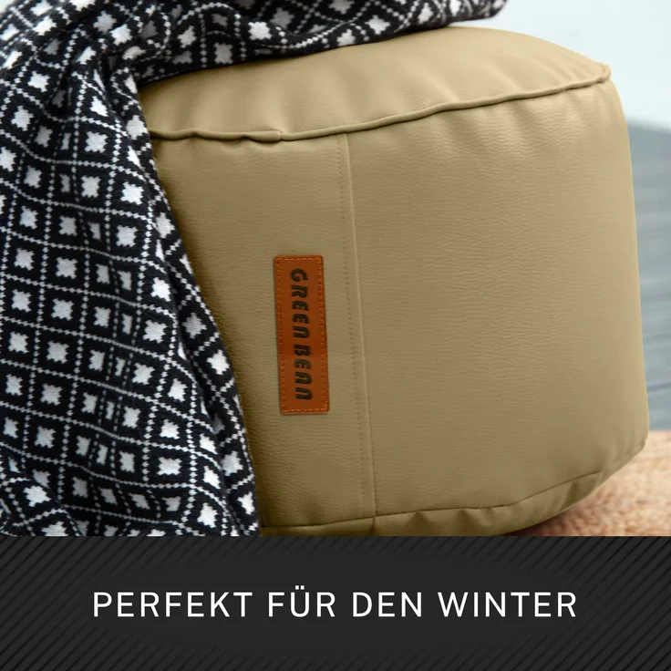 Green Bean® Sitzhocker aus Kunstleder - Pouf mit EPS Perlen Füllung - 43 x 30 cm - perfekte Ergänzung zum Sitzsack - helles Kamel – Bild 6