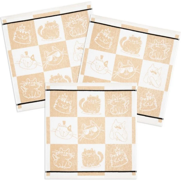 Kracht Geschirrtuch Cool Cat, (Set, 3-tlg, 3-teilig), 3er Pack Frottee Küchenhandtücher (3 Stück) ca. 50x50cm 100% Baumwolle – Bild 5