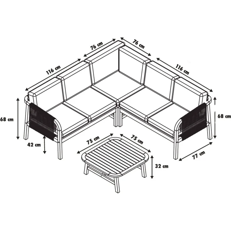 Primaster Gartenmöbel-Set Leros Holz Lounge Set Sitzgruppe Ecksofa Akazienholz – Bild 2