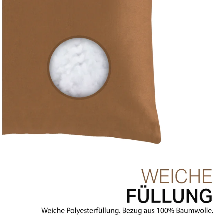 Dekokissen 40x40 im 5er Pack ( Braun ), Kissenbezug aus 100% Baumwolle - Dekoratives Kissen, weicher Bezug - Öko Tex - in vielen Farben – Bild 3