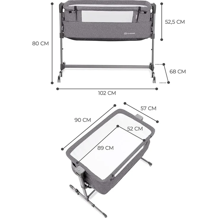 Kinderkraft 'NESTE UP' Beistellbett, grey melange – Bild 6