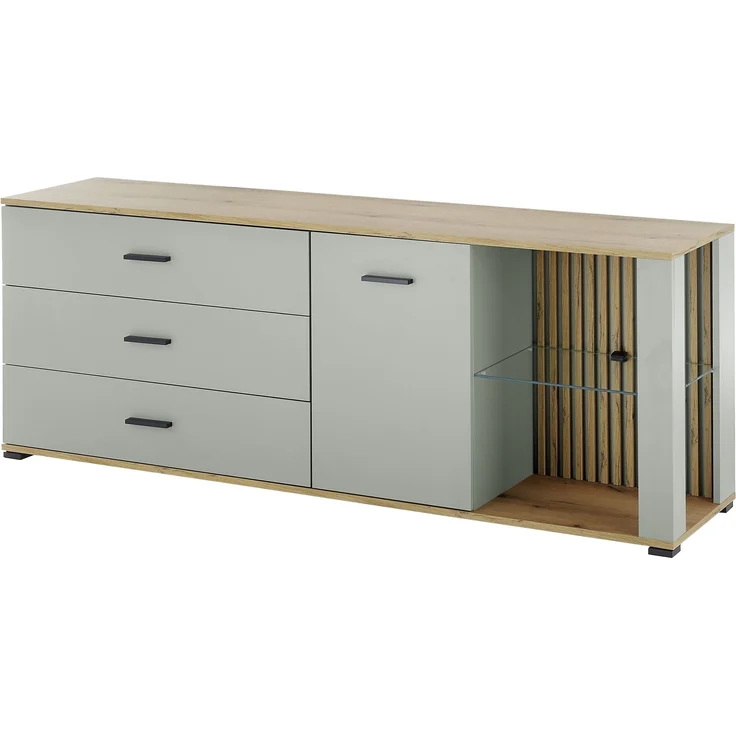 Lowboard >Narva< inkl. Beleuchtung, Evoke Eiche Dekor, salbei - 179x67x44cm (BxHxT) – Bild 3